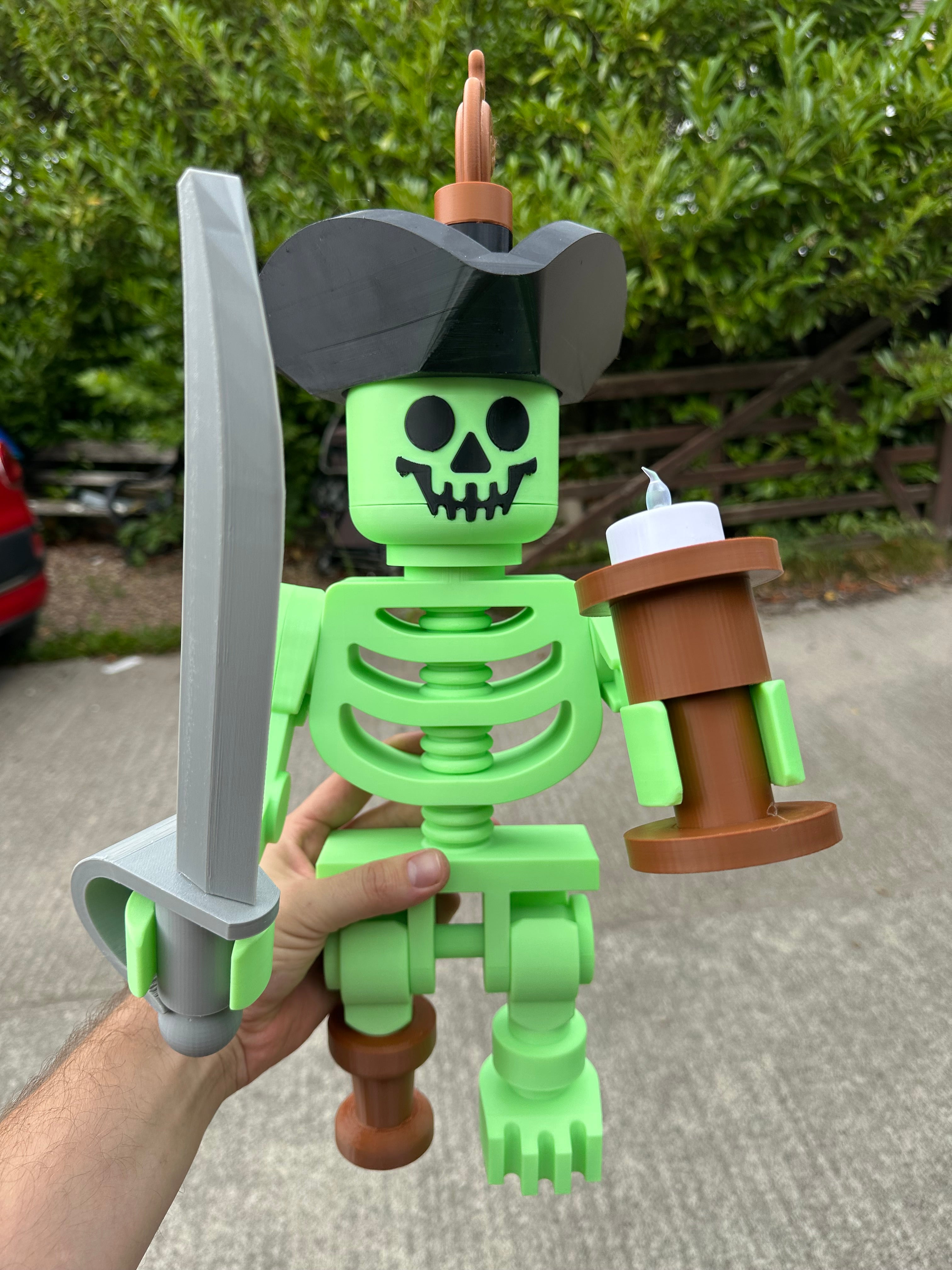Giant glow on dark pirate skeleton